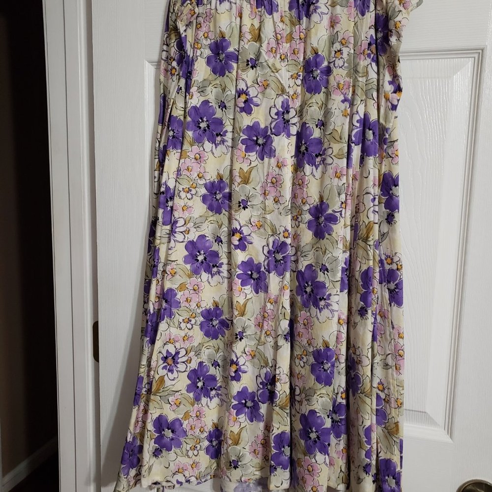 Woman Within purple print skirt